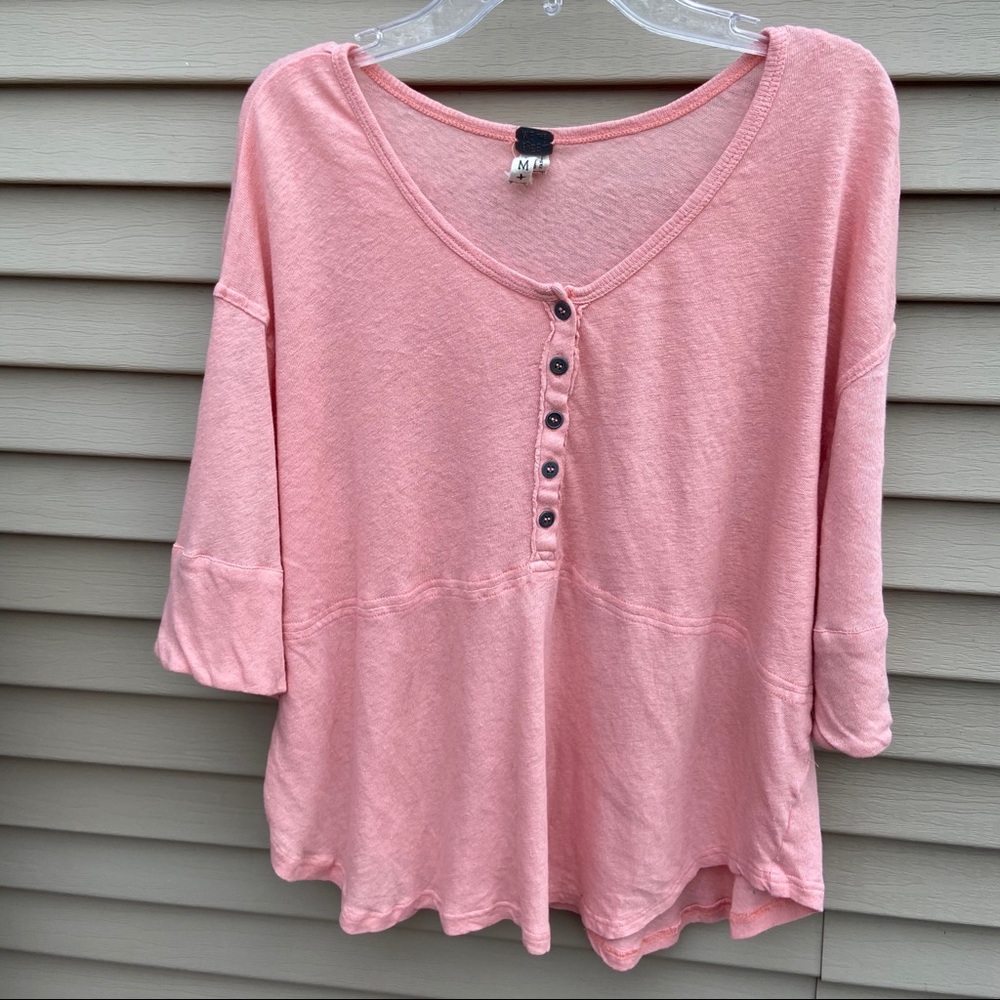 We the Free People pink crew neck henley top